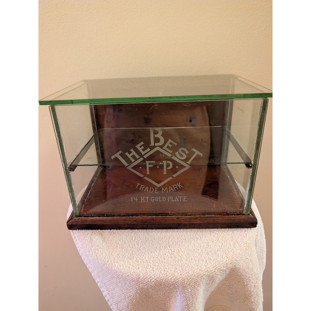 Antique Rare The Best FP Fountain Pen Store Display Case 14 Kt Gold Plate.Etchd